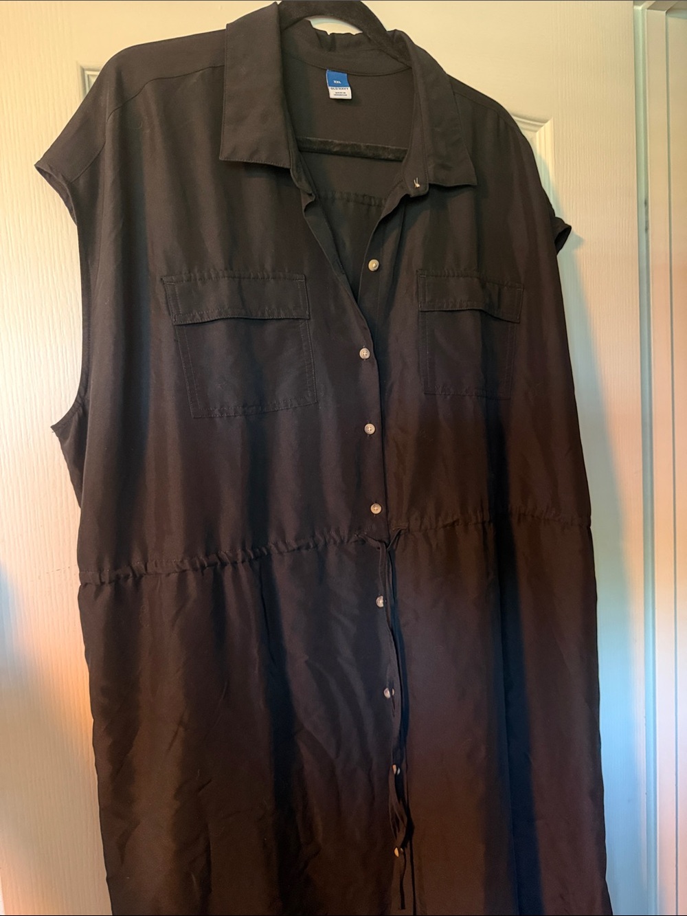 Old Navy | Black Sleeveless Button-Front Utility Dress